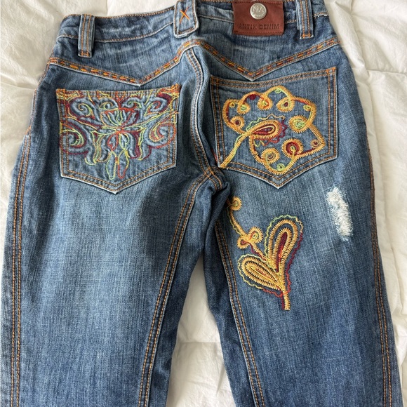 Antik Denim Dark Blue Jeans with Bold Orange Accents 1960, 1970 style - Picture 7 of 9